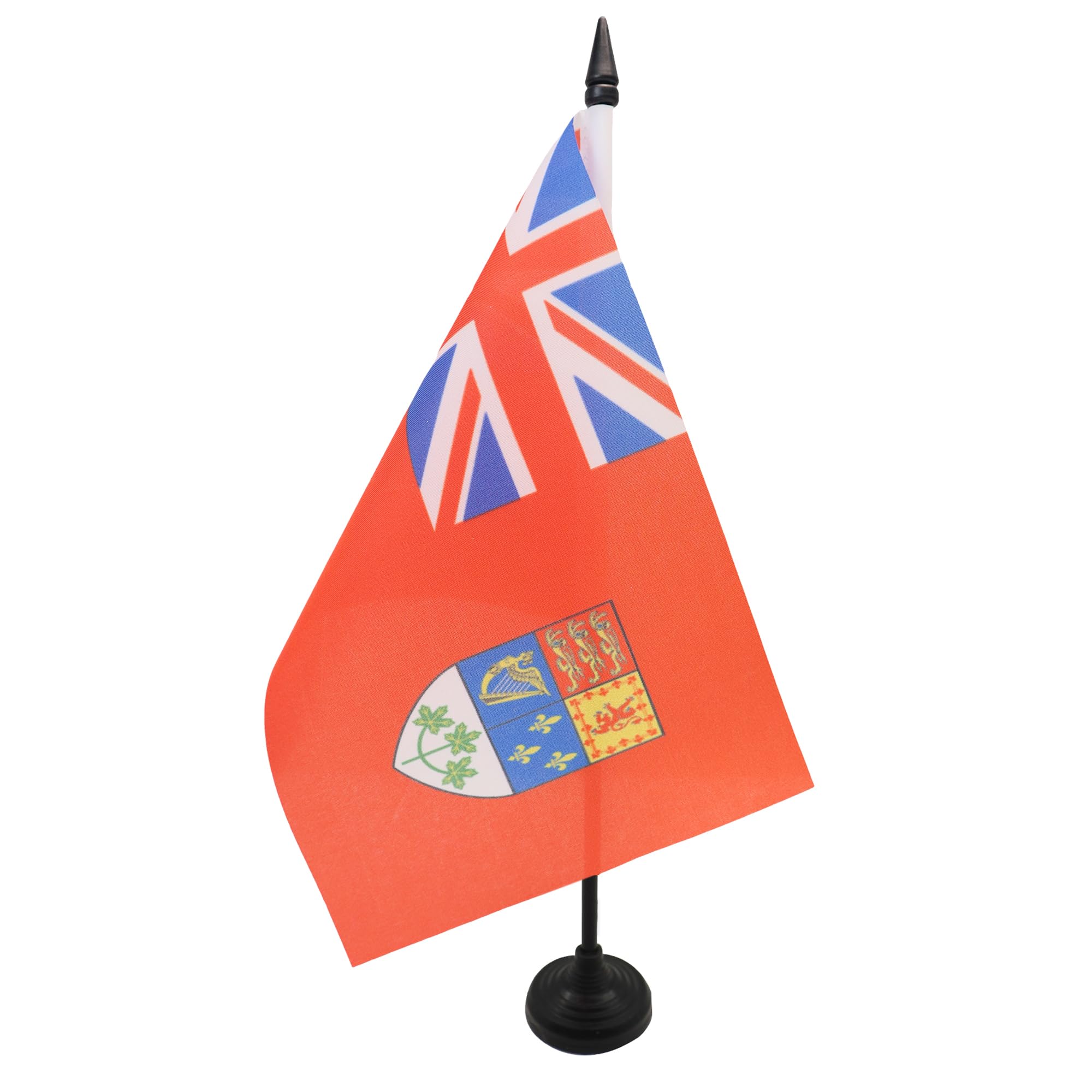 AZ FLAG Canadian WWII Table Flag 5'' x 8'' - Canada war Office Decoration 100% Polyester 21 x 14 cm - Mini Desk Flag with Pole and Black Plastic Base