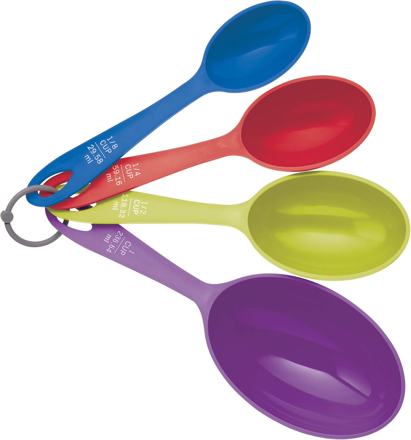 Colourworks 4 Piece Measuring Cup Set, Multi-Coloured Plastic Rainbow Scoops/Spoons Kitchen Utensils