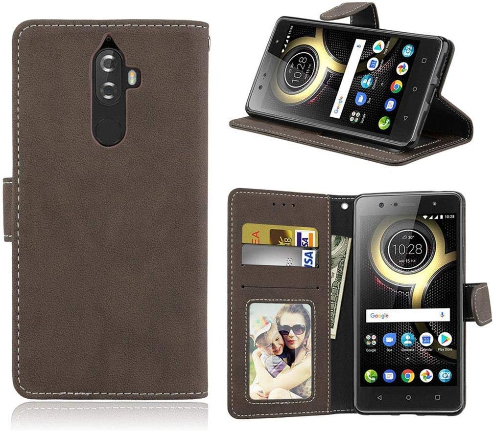 ShuiSu Flip Cover Case for Lenovo K8 Note, Retro Matte Premium PU Leather Soft Silicone Magnetic Closure Kickstand Wallet Card Pockets Protective Shell -Brown