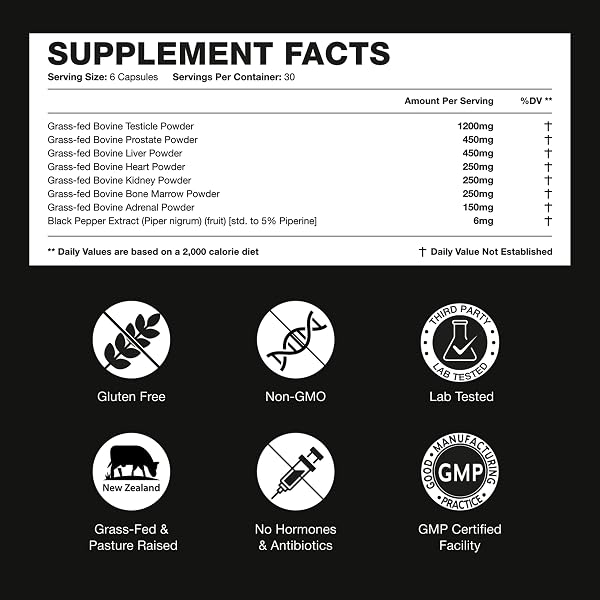 BLOOMEO BEEF ORGAN SUPPLEMENT FOR MEN | 100% GRASS FED BEEF LIVER CAPSULES WITH BULL TESTICLE, PROSTATE, BONE MARROW & MORE X: ANCESTRAL SUPERFOODS FOR VITAL ENERGY, IMMUNITY & MEN’S HEALTH, 180 CT