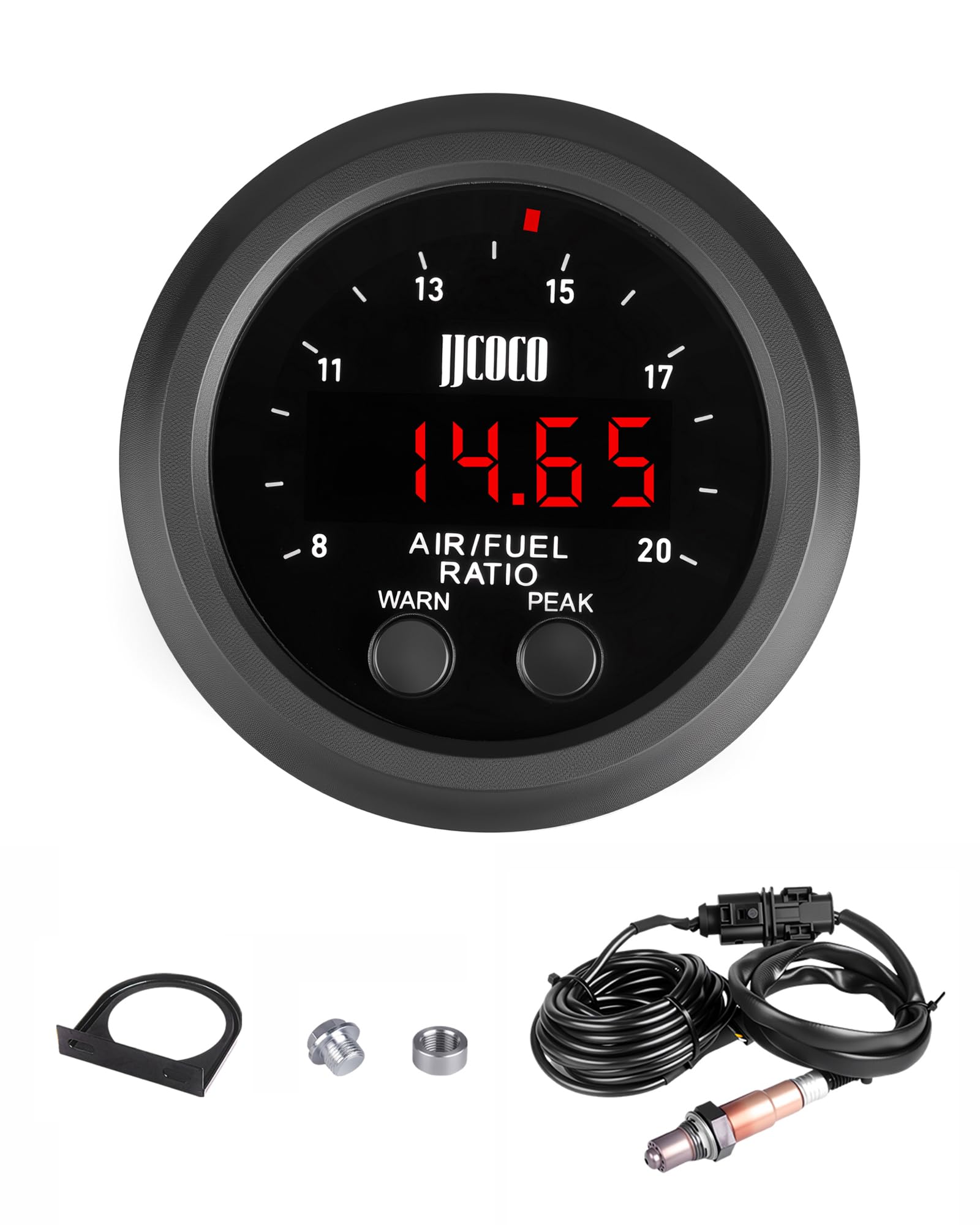 Photo 1 of JJCOCO Air/Fuel Ratio AFR Wideband Gauge Kit with LSU 4.9 O2 Oxygen Sensor Digital LED Display 12V AFR Controller Gauge Wideband UEGO 52mm (2-1/16”)
