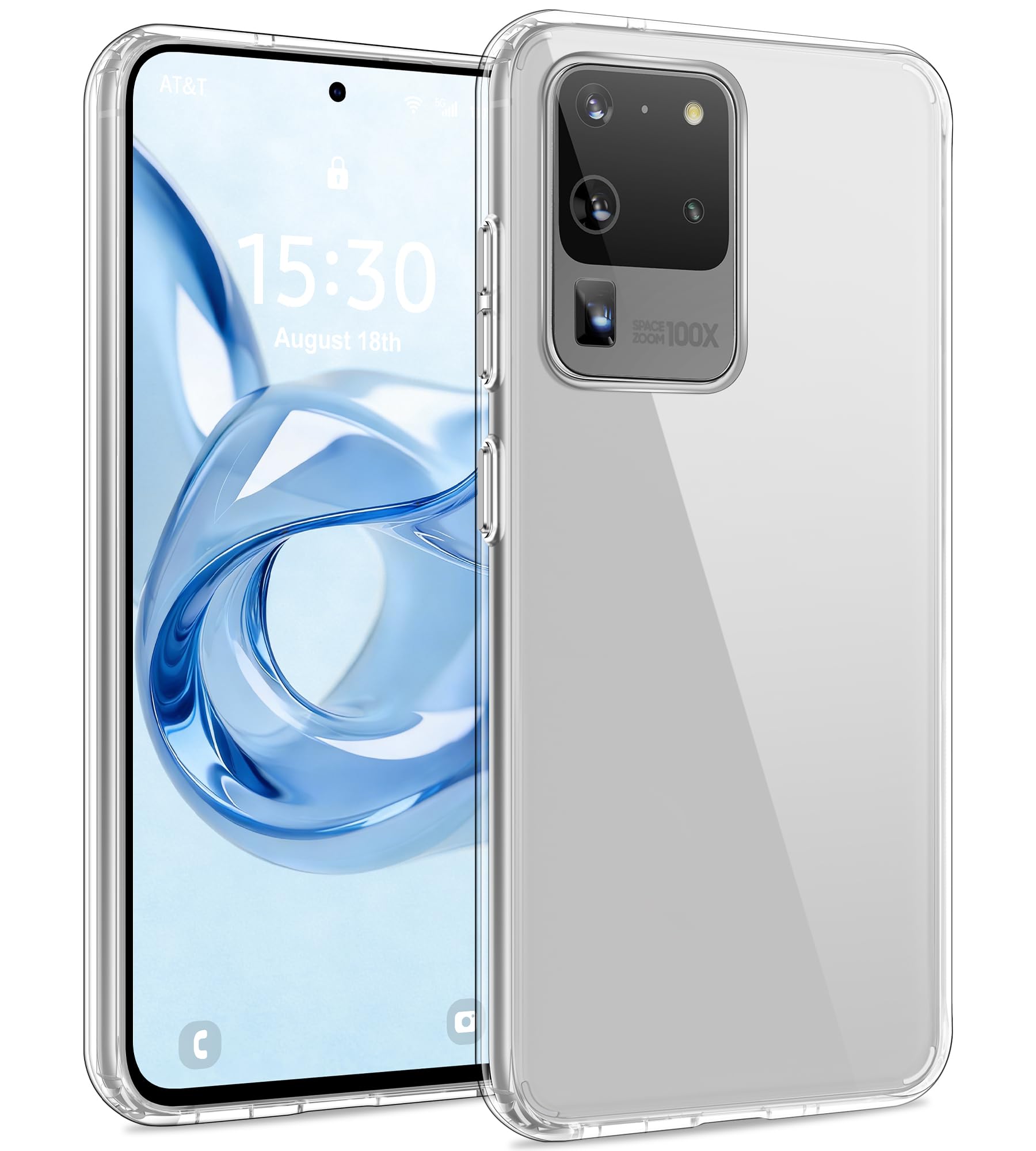 USLAI Case for Samsung Galaxy S20 Ultra, Anti-Yellowing, Crystal Clear Back, Shockproof & Military‑Grade Drop Protection - Transparent