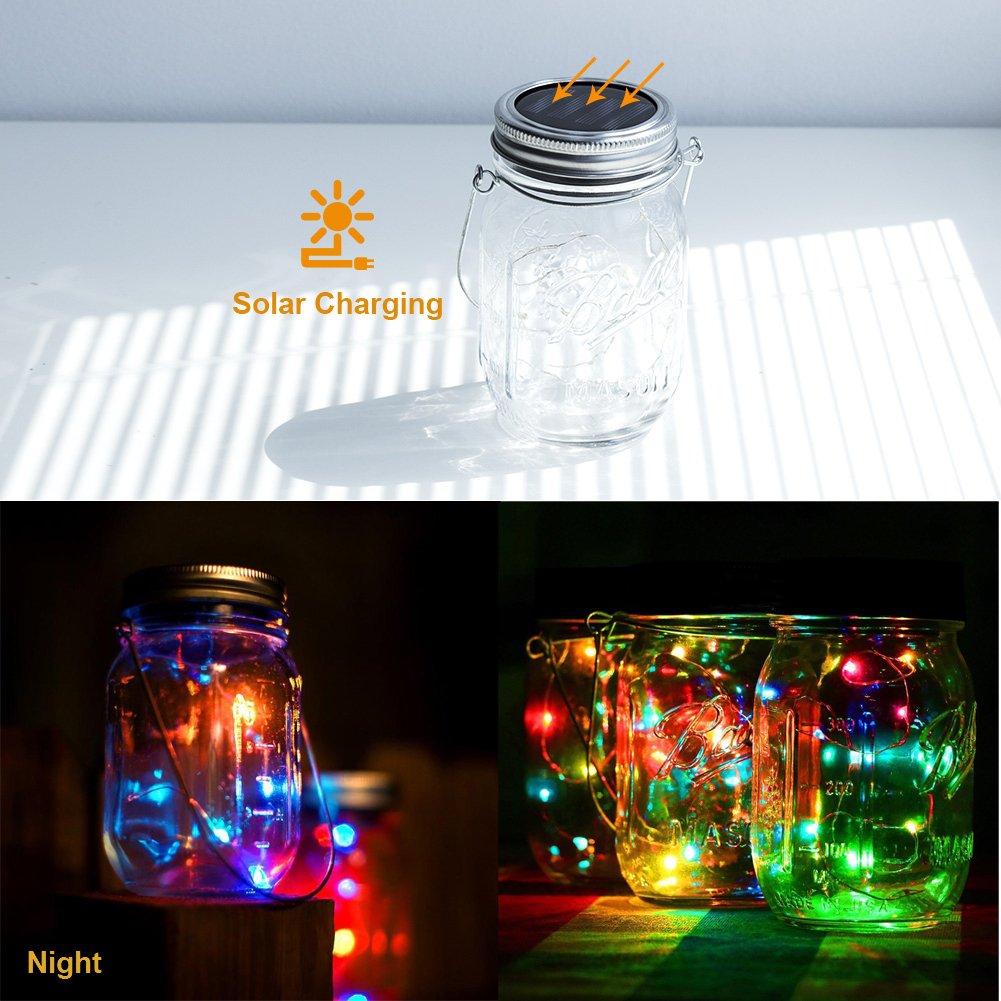 Mason Jar Licht Solar LED Glas Hängeleuchte Outdoor String Laterne Dekoration für Zuhause Party Garten Hochzeit