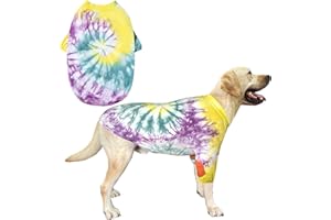 PriPre Dog Cotton Colorful Purple Yellow T-Shirts Soft and Stretchy Dog Shirt Pajamas Pets Clothes for Large Dogs(XL Purple)