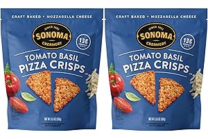 Sonoma Creamery - Pizza Crisps, Tomato Basil, 9.5 Oz (2 Count) | Savory Snack Cracker | High Protein | Low Carb | Gluten Free | Wheat Free |Keto Friendly