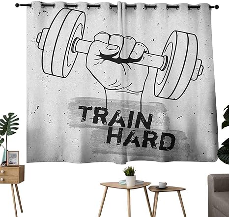 Amazon Zmcongz 装飾カーテン フィットネス 手描き スポーツとフィットネスエレメント 体操 アイコン かわいい漫画スタイル ブラックとホワイト タイアップ ウィンドウ ドレープ リビングルーム W55 Xl39 ラグ カーテン ファブリック オンライン通販