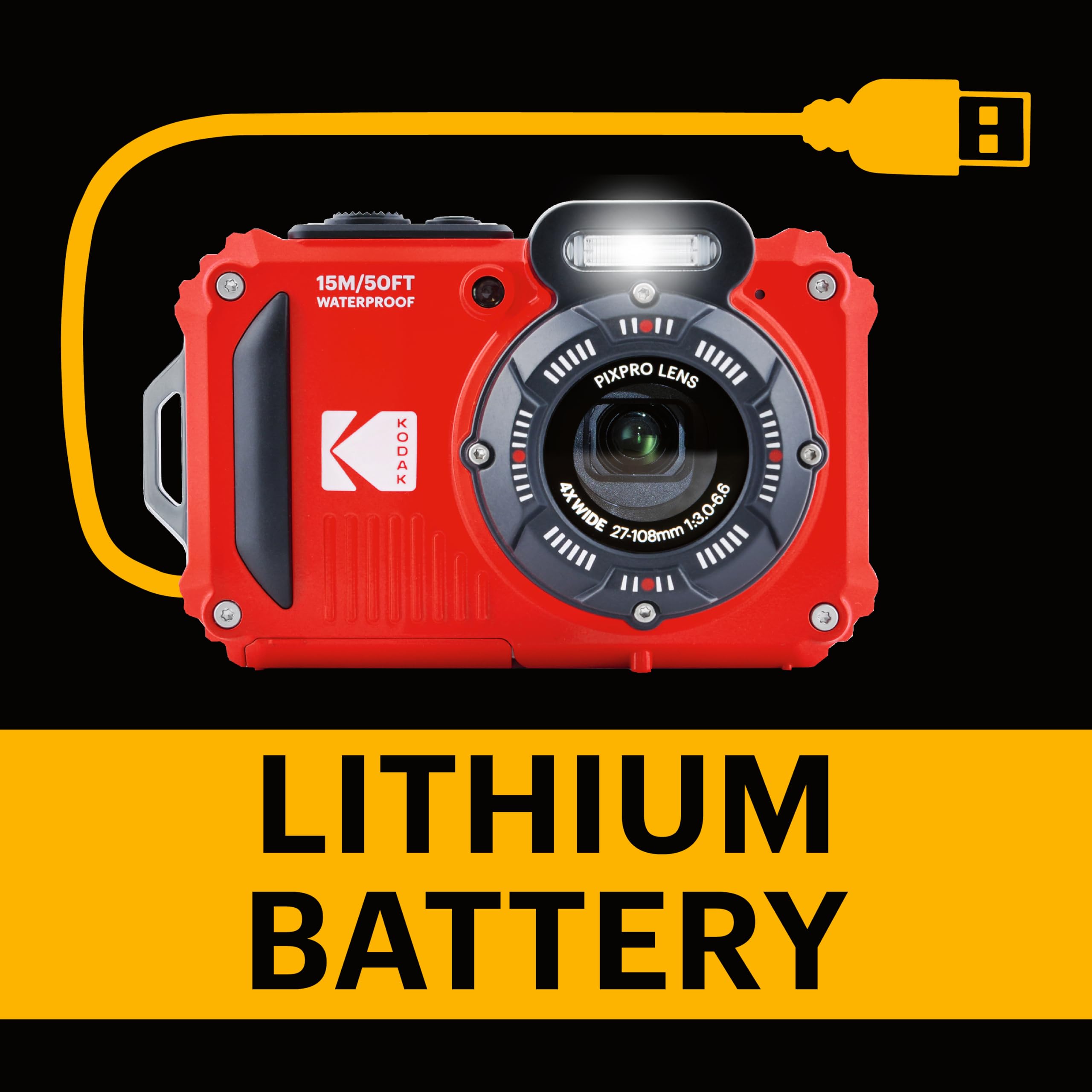 KODAK PIXPRO WPZ2 Rugged Waterproof Digital Camera 16MP 4X Optical Zoom 2.7