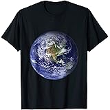 Earth Planet, Flat, Earth North America Globe Space Clouds T-ShirtOEKO-TEX STANDARD 100