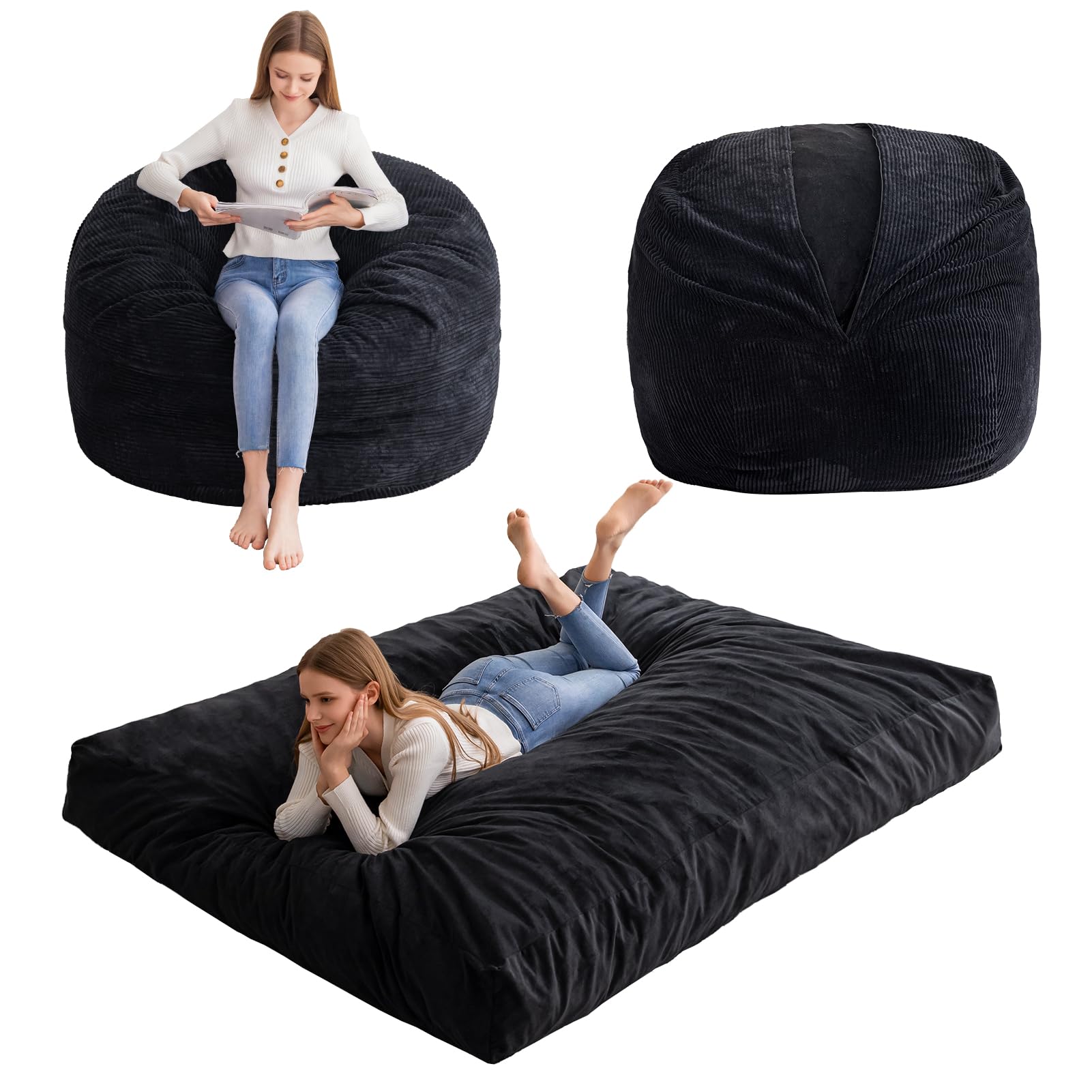 Photo 1 of **DIRT DAMAGE**HIGOGOGO Giant Bean Bag Chair Bed for Adults,Convertible Beanbag Folds from Lazy Chair to Floor Mattress Bed,Large Floor Sofa Couch for Adult,Couples,Family,High-Density Foam Filling, Machine Washable