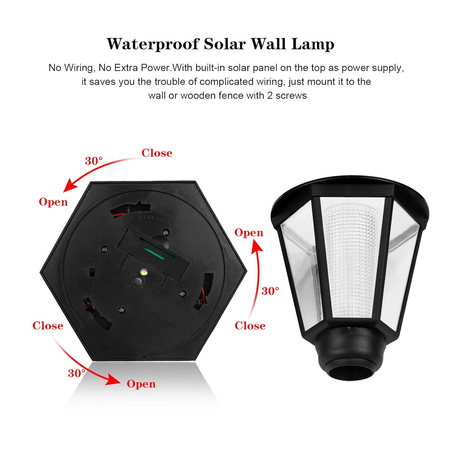 Aplique de pared solar led exterior Pack of 2X 2W impermeable montado