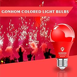 Gonhom 4 Pack A19 LED Red Light Bulb, 9 Watt