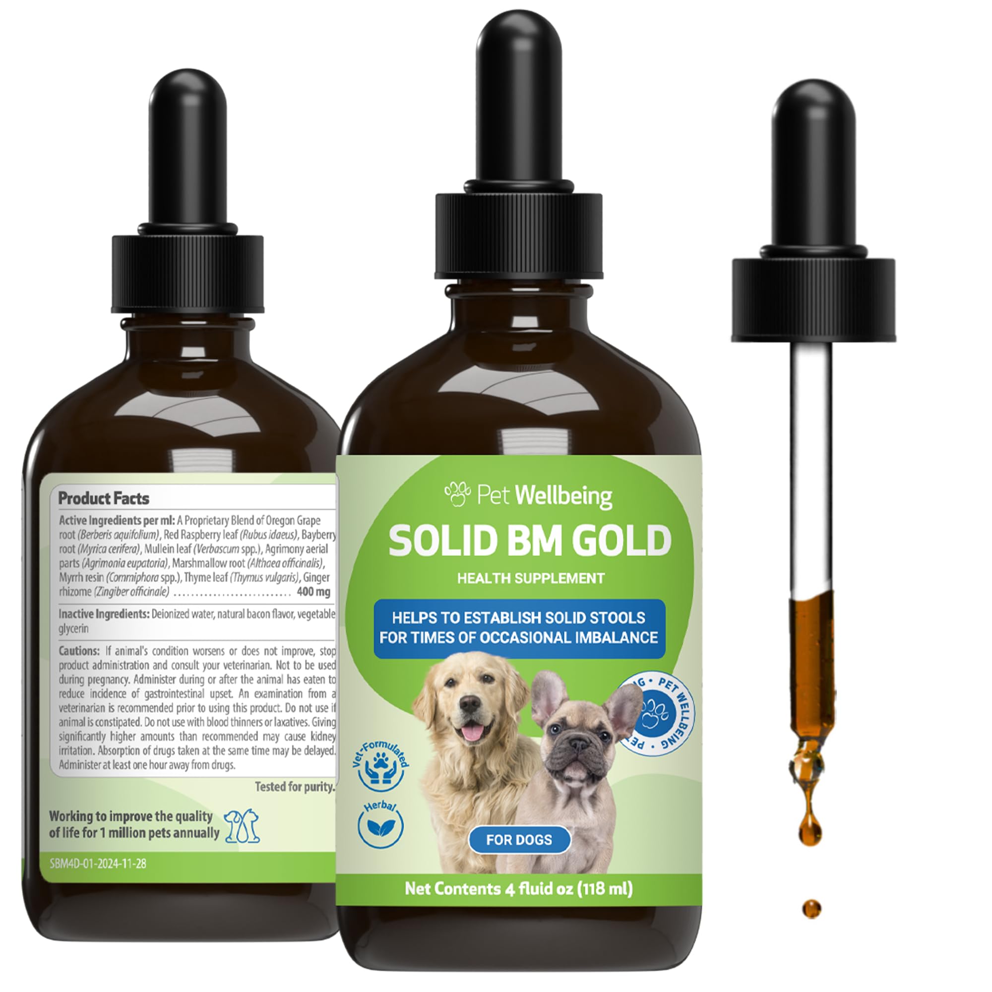 Pet Wellbeing BM Tone-Up Gold for Dogs & Cats - Supports Healthy Digestive Function, Solid Stools, Normal Bowel Movements, Bayberry - Veterinarian-Formulated Herbal Supplement 4 oz (118 ml)