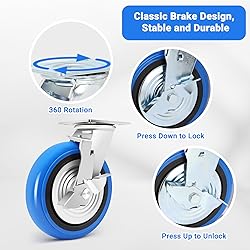W B D WEIBIDA 8 Inch Heavy Duty Casters Set of