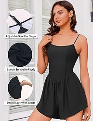 Ekouaer Womens Summer Sleeveless Workout Rompers