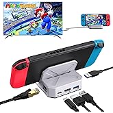 MOGOOD USB C Docking Station, Switch TV Dock Docking Station with HDMI, 1Gbps Ethernet,2*Type-A 3.0,100W USB C Charge,Compatible with Switch, Mobile Phones