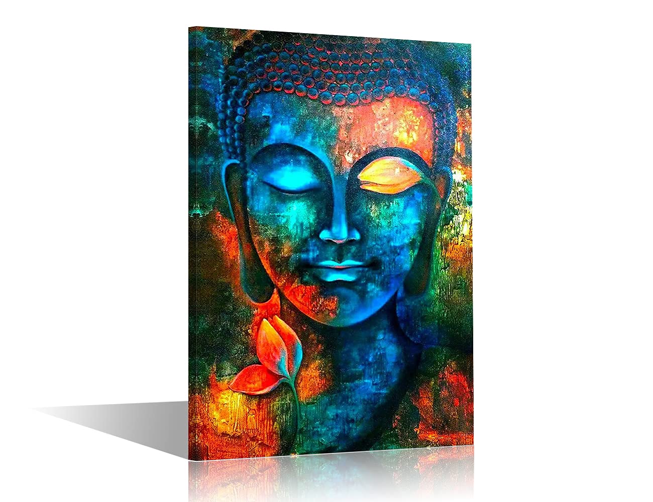 TISHIRON Wall Decor Colorful Abstract Buddha Head Wall Art Zen Posters Modern Home Decor Living Room Study Bedroom Canvas Prints Painting Hang Pictures Decoration 24x16inch