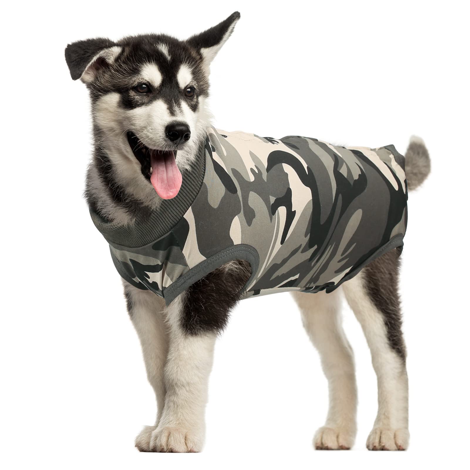 MI CASA Dog Recovery Suit Spay Suit for Female Male Dog Bodysuit After Surgery Onesie for Surgery Pet Vest Substitute Recovery Collars (Camouflage, XL)