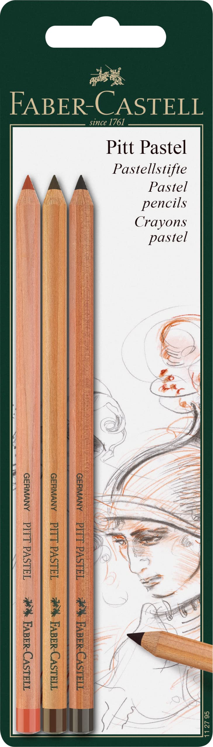 Faber-Castell PITT Pastel Pencils Set of 3 (Sanguine, Light Sepia & Dark Sepia)