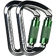 SEPEAK UIAA 30kN Climbing Carabiner Clips, Professional Heavy Duty Twist Locking Carabiners for Climbing,Mountaineering, Rappelling, Camping, Hiking, Swings, Large D Ring Hooks