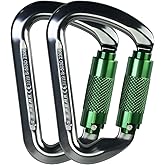 SEPEAK UIAA 30kN Climbing Carabiner Clips, Professional Heavy Duty Twist Locking Carabiners for Climbing,Mountaineering, Rappelling, Camping, Hiking, Swings, Large D Ring Hooks