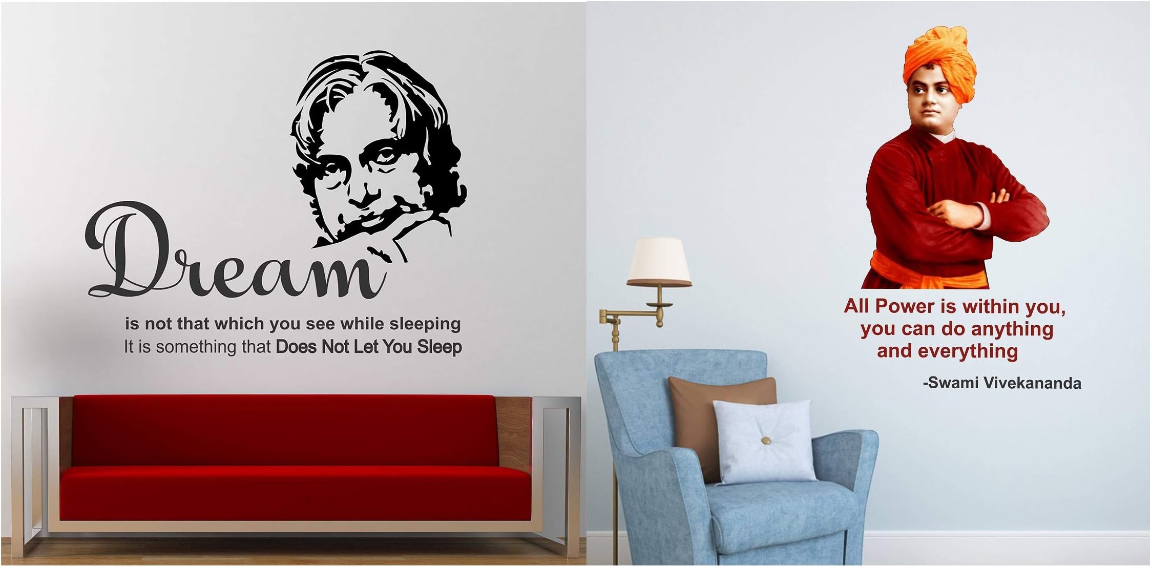Wallstick 'D.R. A. P. J. Abdul Kalam' Wall Sticker (Vinyl, 49 cm x 4 cm x 4 cm) & 'Swami Vivekananda with Quotes' Wall Sticker (Vinyl, 49 cm x 4 cm x 4 cm) Combo