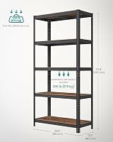 SONGMICS Shelving Unit 40 x 90 x 180 cm Rustic Brown Black GLR040B11 view 7