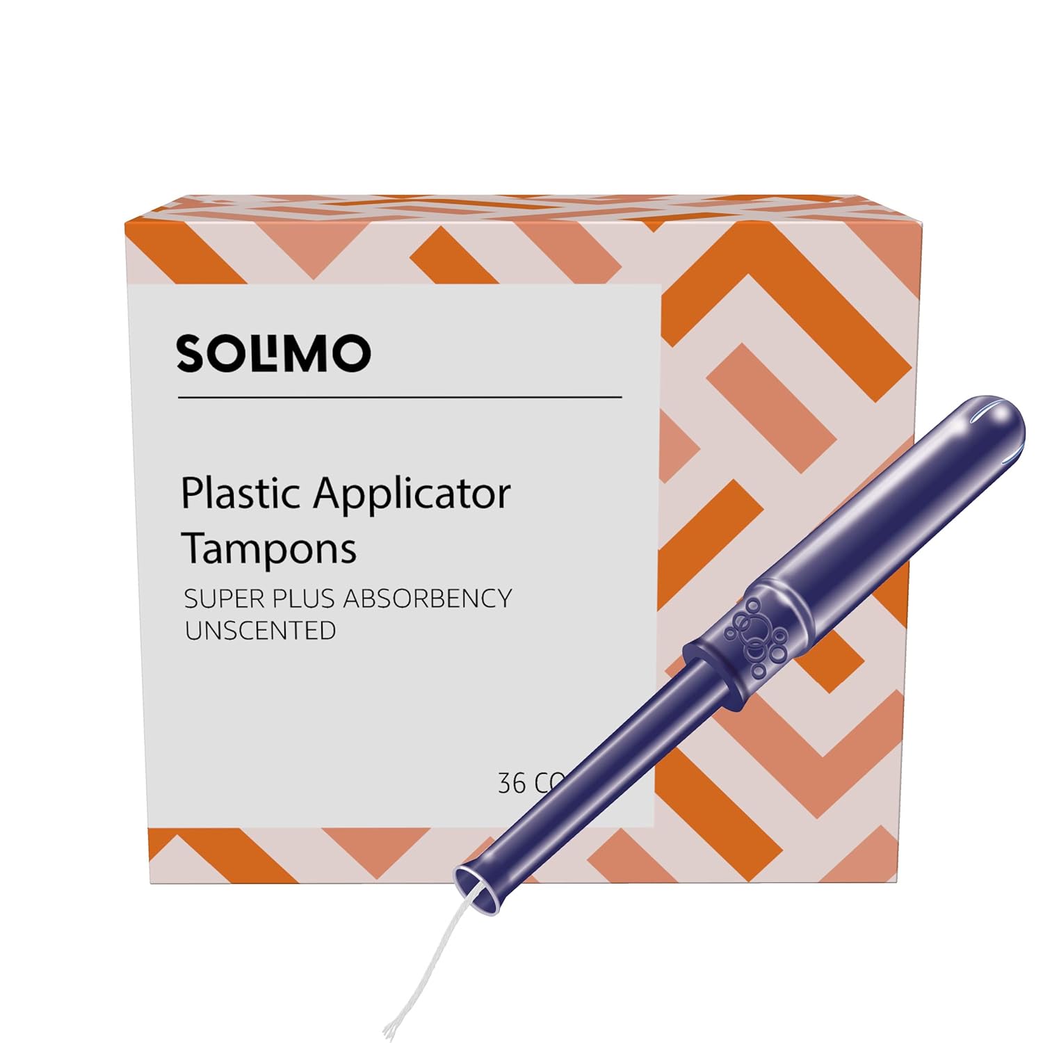  Brand - Solimo Plastic Applicator Tampons, Super Plus Absorbency, Unscented, 36 Count, 1 Pack: Prime Pantry