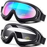 LOEO Motorcycle Goggles 2 Pack - ATV Dustproof Dirt Bike Goggles for Ski Racing Riding, Off Road Waterproof Motocross
