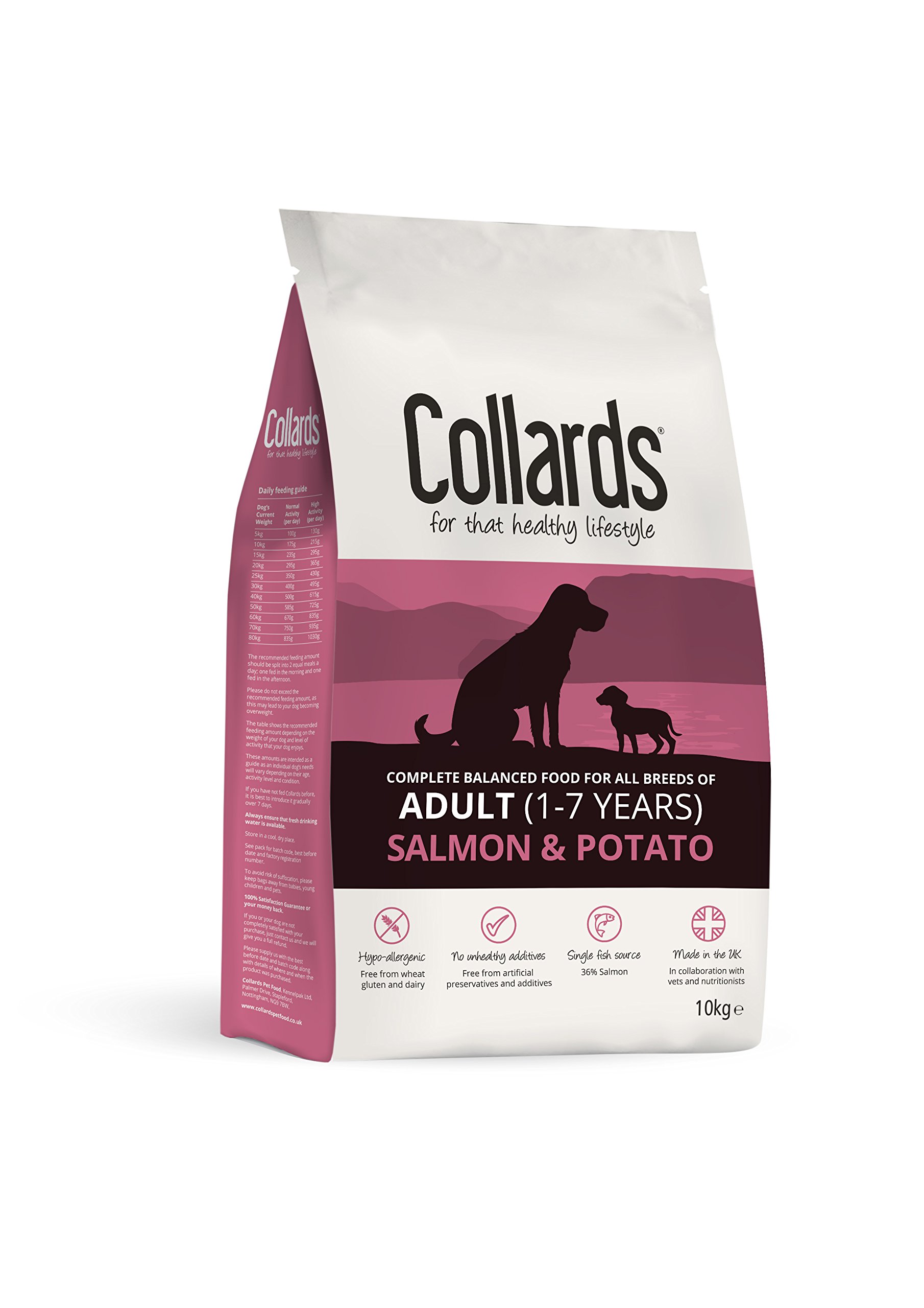 Collards Adult Complete Dry Dog Food Salmon and Potato, 10 kg