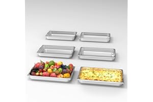 EcoExplorer 6 Pack Hotel Pans, 2.5" Deep Full Size Steam Table Pans, Full Size Food Pan, Half Size Hotel Pans[NSF Certified], Catering Food Pan Commercial Stainless Steel