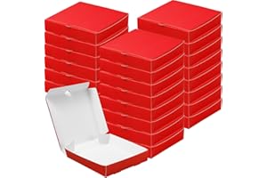 yptniginu 24 Pcs Mini Pizza Pizza Boxes Disposable Red Small Dessert Boxes for Party Favor Decorations for Cake Cookies Party Favor (Red)