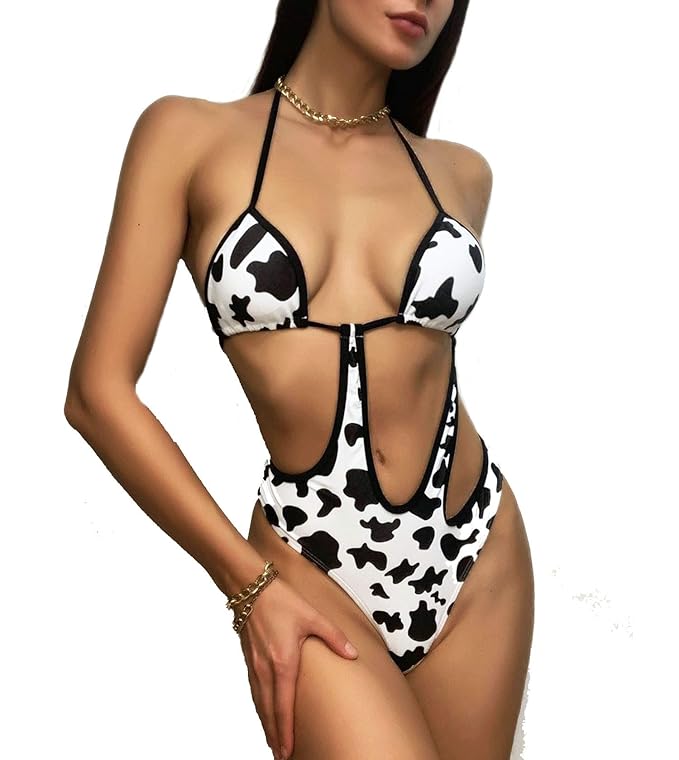 Buy ANLJED Women ’s The Cow Grain Bikini, Piece Swimsuit,Cow Print