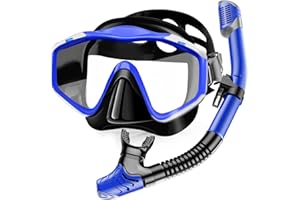 SEATHEWAY Snorkel Mask Adult,Dry Snorkel Set,Snorkeling Gear for Adults,Panoramic Wide View Swim Mask,Snorkel for Lap Swimming Snorkeling Diving Swimming Travel