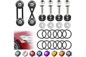 BFXM Universal Bumper Clips, Front Rear Bumper Quick Release Kit, Bumper Holders for Cars (4 Black Bumper Quick Release Tabs and 12 Customized O-Rings)