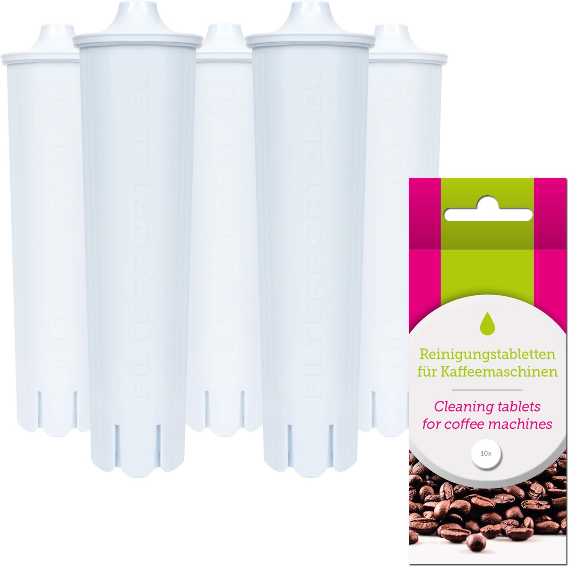 5 x Water Filter Cartridges Compatible Jura Coffee Machine Fully Automatic Coffee Machine with Water Filter Cartridge Claris Blue Including Cleaning Tablets Pack of 10 Cleaning