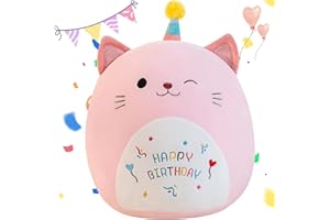 Gudisi Cat Plush Cute Cat Stuffed Animals Soft Birthday Gift Cat Plushie Pillow Decor Pink 12 inch