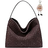 Woven Suede Hobo Bag for Women, Fall Woven Purse Slouchy Shoulder Crossbody Bag, Tote Elegant Handbag Satchel for Work Travel