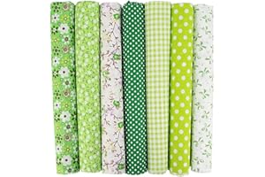 egjxal 7 Piece 20" x 20" (50 cm x 50 cm) Cotton Patchwork Fabric Bundle - 100% Baumwolle - Green - Adults - Unisex - All Seas