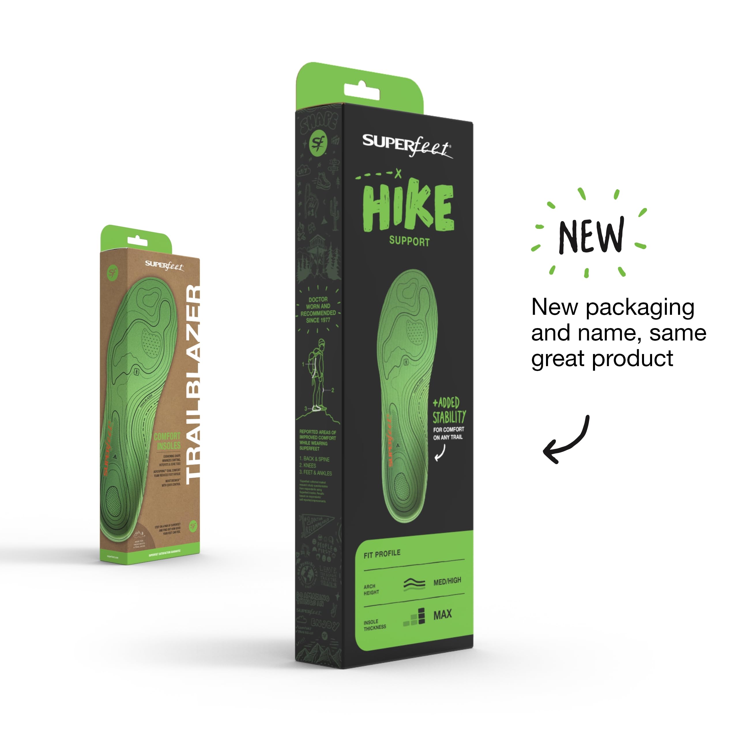 Superfeet Hike Support Insoles - Trim-to-Fit Comfort Carbon Fiber Orthotic Inserts for Hiking Boots or Shoes - Professional Grade - 9.5-11 Men, 10.5-12 Women