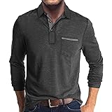 Mens Fashion Polo Shirts Cotton Classic Long Sleeve