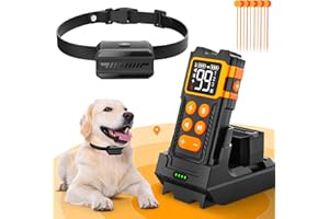 PEWKIM Wireless Dog Fence System - Electric Fence for Dogs 1000 FT Range Adjustable,Dog Training Collar with Remote Control 3 Training Modes, Rechargeable Collar,Dog Fence Wireless Magnetic Charging Base