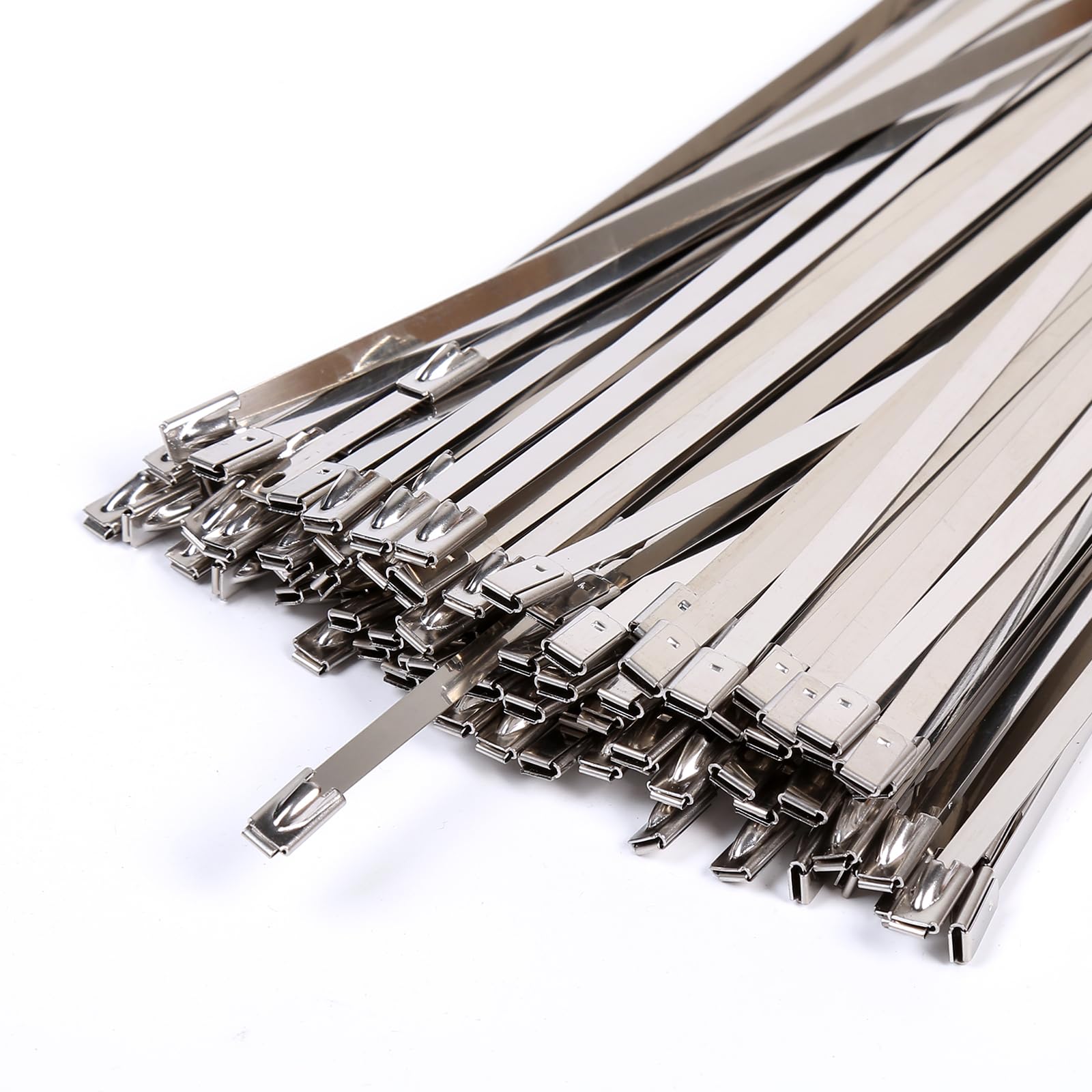 Photo 1 of (***2-Pack***) Lxikor 11.8 Inch Metal Zip Ties with 200 LBS, 100 Pack Strong Stainless Steel Wire Ties Heavy Duty for Indoor Outdoor, Heat Resistant Cable Management Zipties for Exhaust Wrap Chain Link Fence Parts