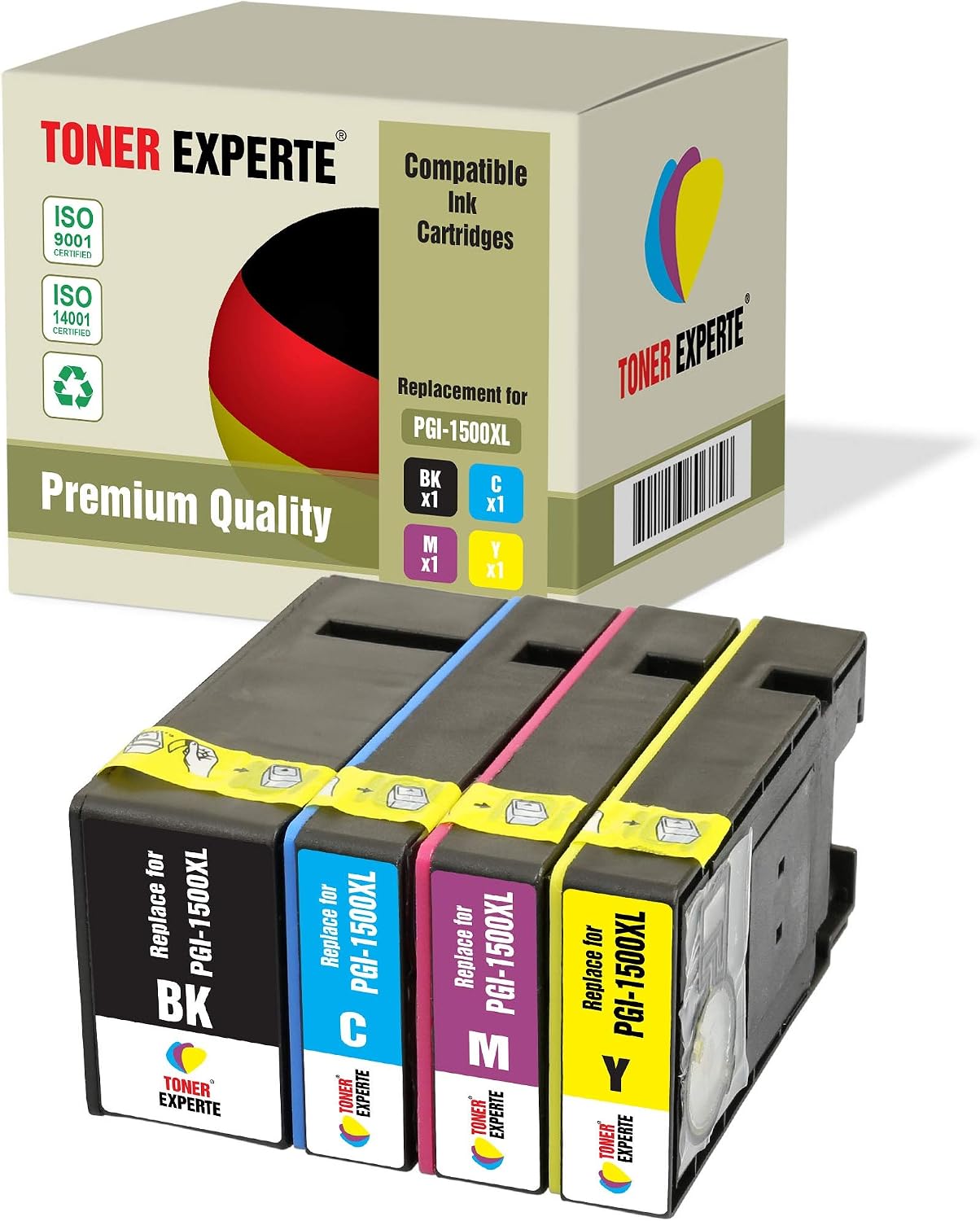 TONER EXPERTE Set of 4 XL Compatible PGI-1500XL Premium Ink Cartridges for MAXIFY MB2050 MB2150 MB2350 MB2750 MB2755 MB2155 (Black