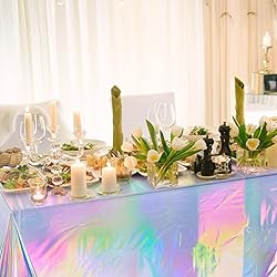 2 Pack Iridescence Plastic Tablecloths Shiny