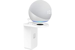 PlusAcc Wall Mount for Echo Dot 5th & Dot 4th Generation & Echo Pop - Upgraded Alexa Dot 5th/Dot 4th Outlet Holder Stand Shelf Accessories with Cable Management, No Drilling Required (White)