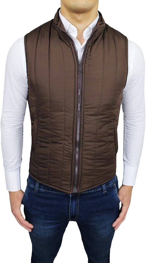 doudoune sans manche marron