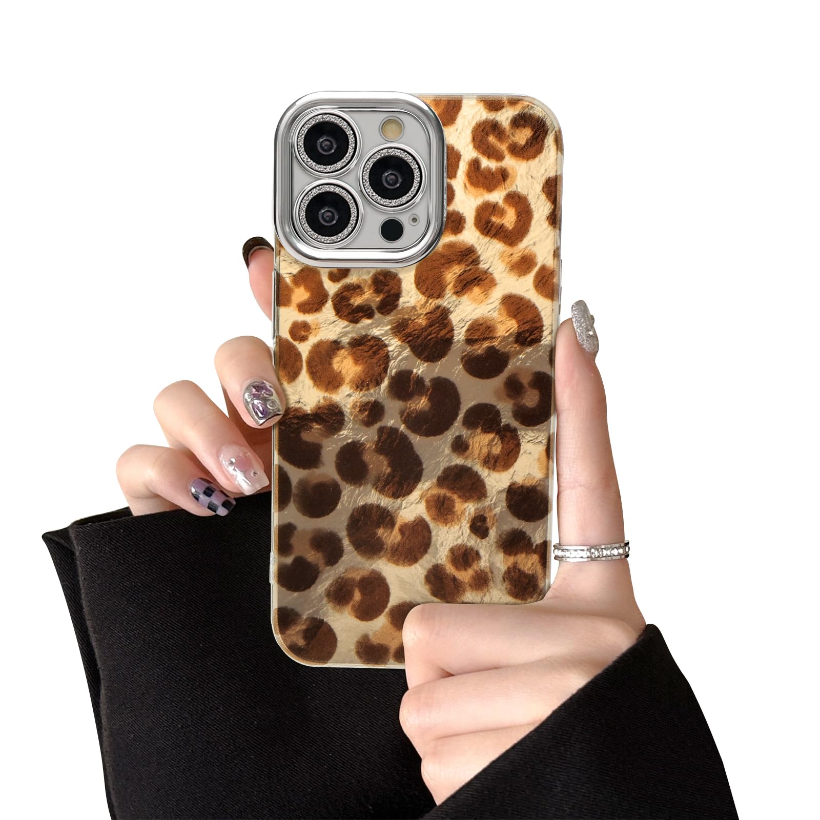 Photo 1 of Fycyko for iPhone 16 Pro Max Case Cute Luxury Vintage Leopard Pattern Aesthetic Cool Girly Phone Case with Camera Protector Shockproof Cellphone Cover