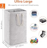 Lifewit 80L Collapsible Laundry Basket Hamper with Extended Handles, 2 Pack view 4