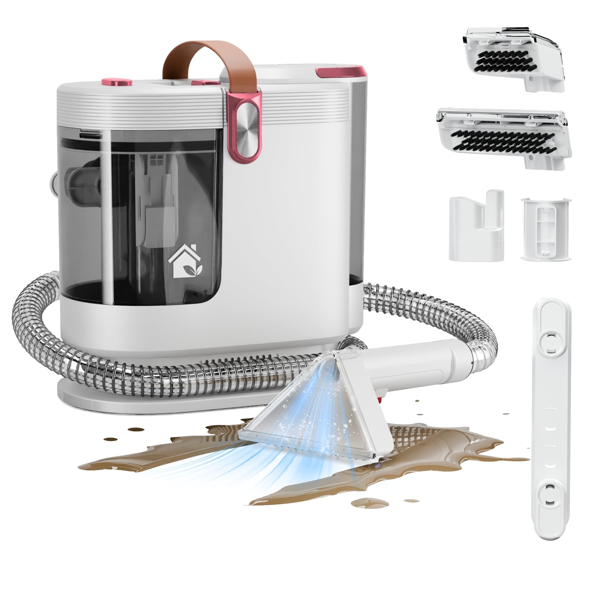 Photo 1 of WURESE Portable Upholstery and Carpet Cleaner Machine, 15Kpa Spot Cleaner Deep Cleans Pet Stains, Couch Cleaner with 3 Tools and Self-Cleaning System for Area Rugs, Furniture, Stair, Car, Scarlet