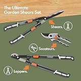 VonHaus 3Pc Garden Shears Set - Telescopic Lopper, Hedge Shears, Secateurs view 3